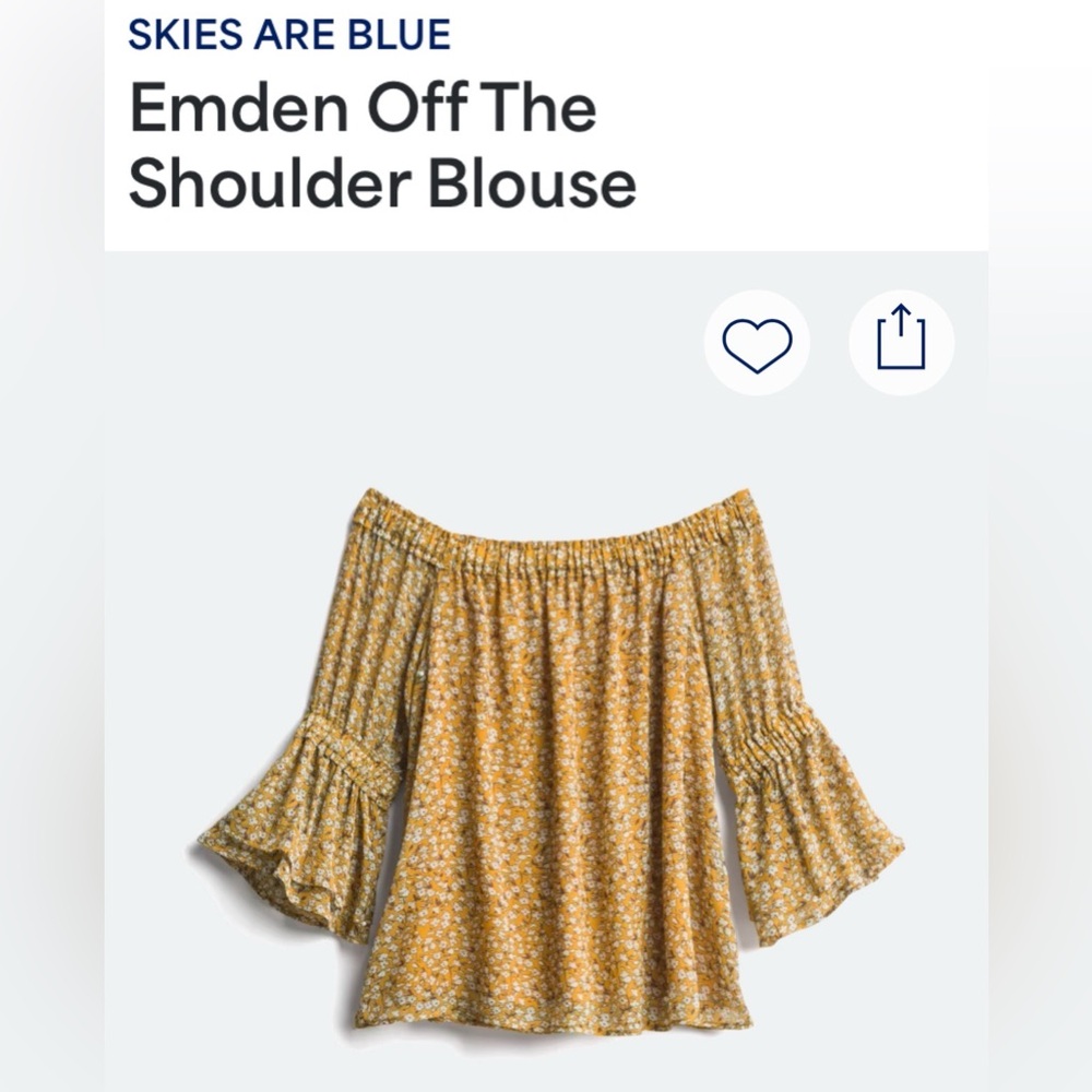 Skies Are Blue Mustard Off-Shoulder Floral Blouse